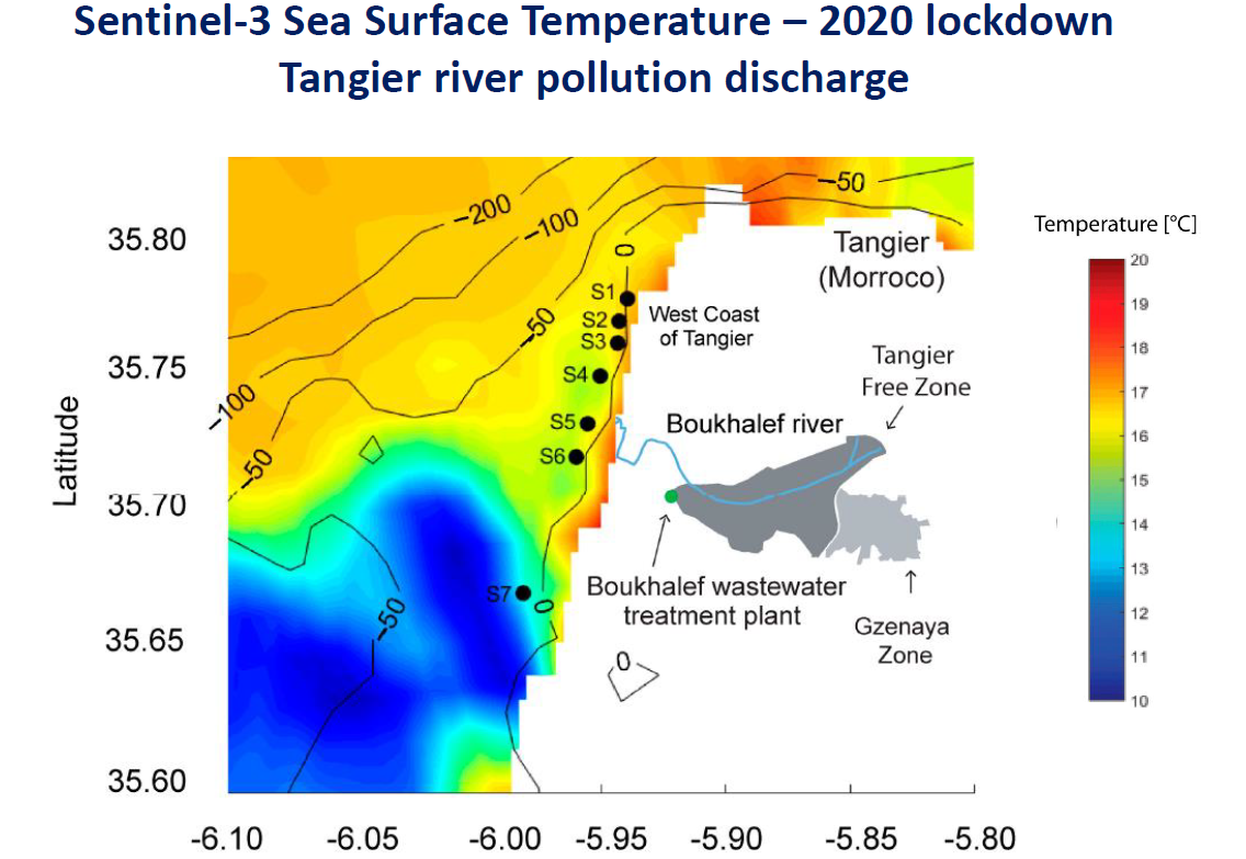 sentinel 3 sst - 2020 lockdown tangier river pollution