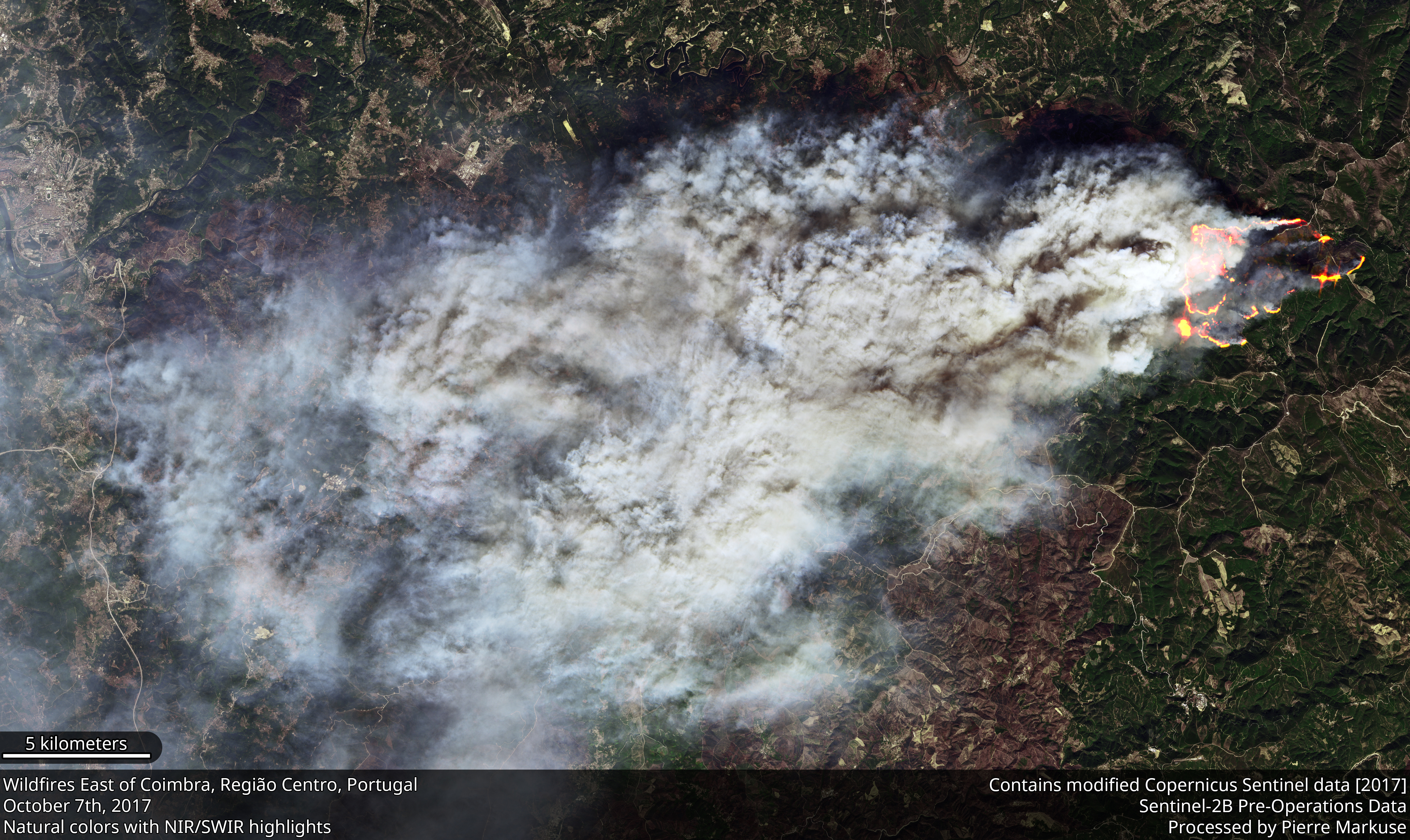 Wildfires East of Coimbra, Regiaeo Centro, Portugal